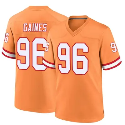 Men's Game Greg Gaines Tampa Bay Buccaneers Orange Throwback Jersey