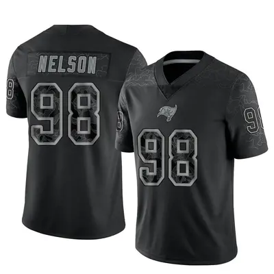 Men's Limited Anthony Nelson Tampa Bay Buccaneers Black Reflective Jersey