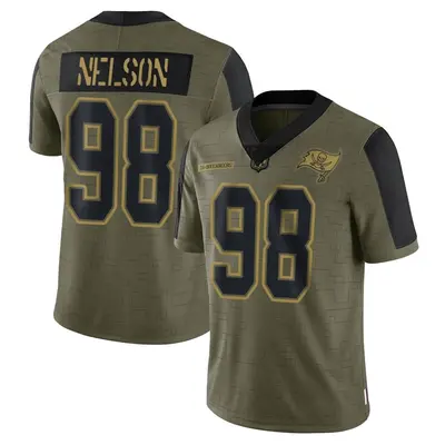 Men's Limited Anthony Nelson Tampa Bay Buccaneers Olive 2021 Salute To Service Jersey