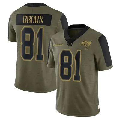 Men's Limited Antonio Brown Tampa Bay Buccaneers Olive 2021 Salute To Service Jersey