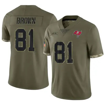 Men's Limited Antonio Brown Tampa Bay Buccaneers Olive 2022 Salute To Service Jersey