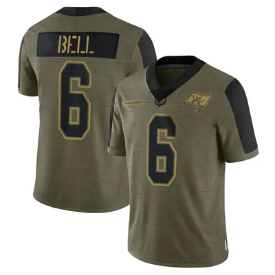 Men's Limited Le'Veon Bell Tampa Bay Buccaneers Olive 2021 Salute To Service Jersey
