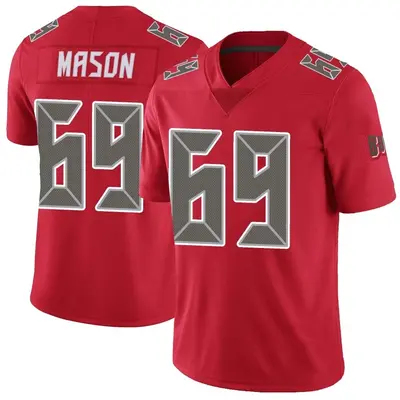 Men's Limited Shaq Mason Tampa Bay Buccaneers Red Color Rush Jersey