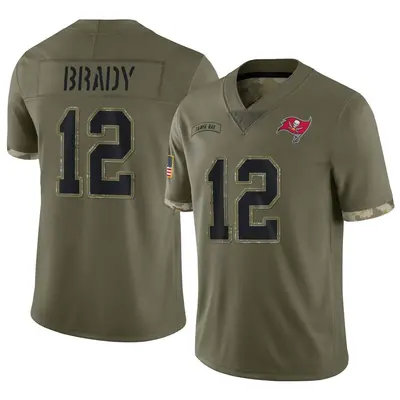 Men's Limited Tom Brady Tampa Bay Buccaneers Olive 2022 Salute To Service Jersey