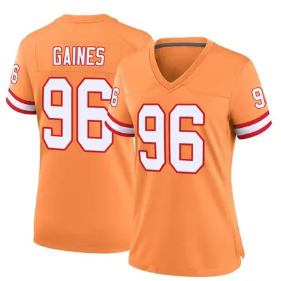 Women's Game Greg Gaines Tampa Bay Buccaneers Orange Throwback Jersey