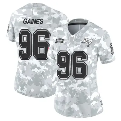 Women's Limited Greg Gaines Tampa Bay Buccaneers Arctic Camo 2024 Salute to Service Jersey