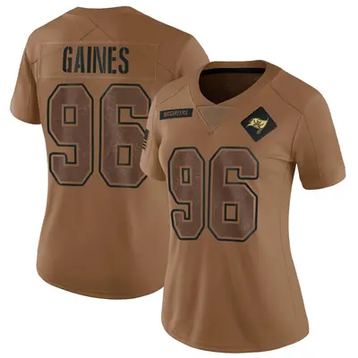 Women's Limited Greg Gaines Tampa Bay Buccaneers Brown 2023 Salute To Service Jersey