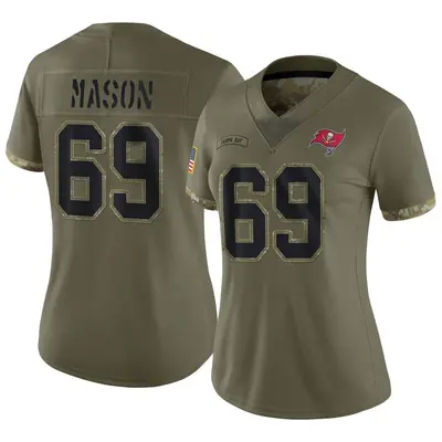 Women's Limited Shaq Mason Tampa Bay Buccaneers Olive 2022 Salute To Service Jersey